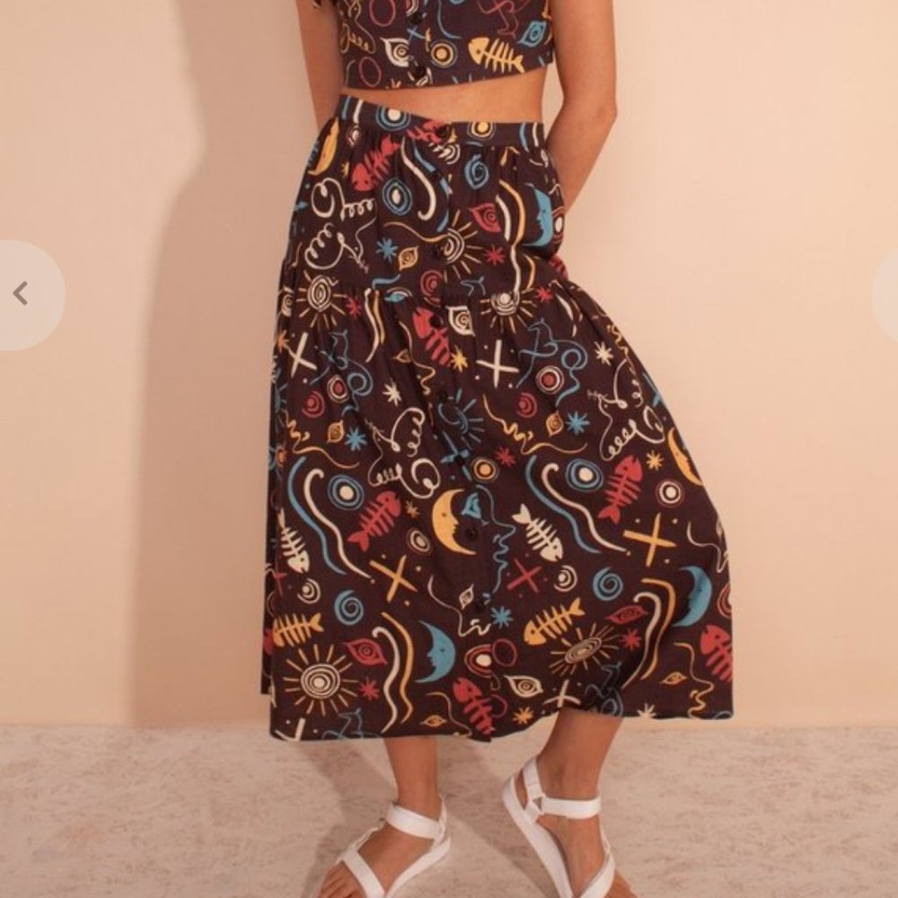L.F. MARKEY Sawyer Skirt Clay Print